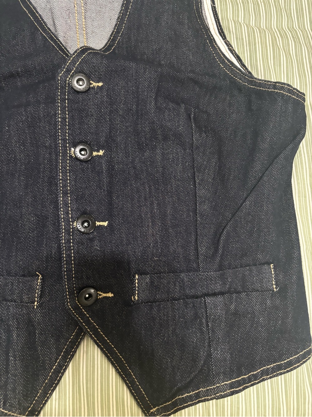 Commense Dark Denim Vest with Contrast Stitching - Picture 2 of 3